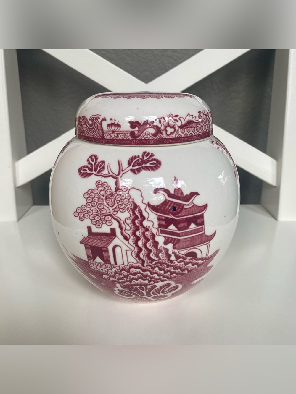 Vintage Mason's Patent Ironstone Transferware Ginger Jar Chinoiserie Round